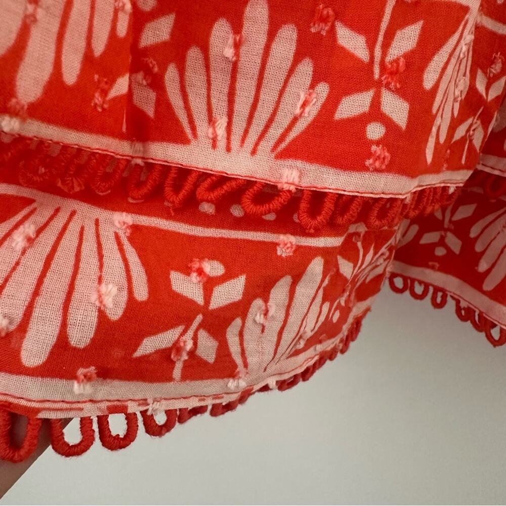 FARM Rio Orange Neon Jungle Mini Skirt Women's XL NWT Ruffle Lace Trim - Picture 6 of 8